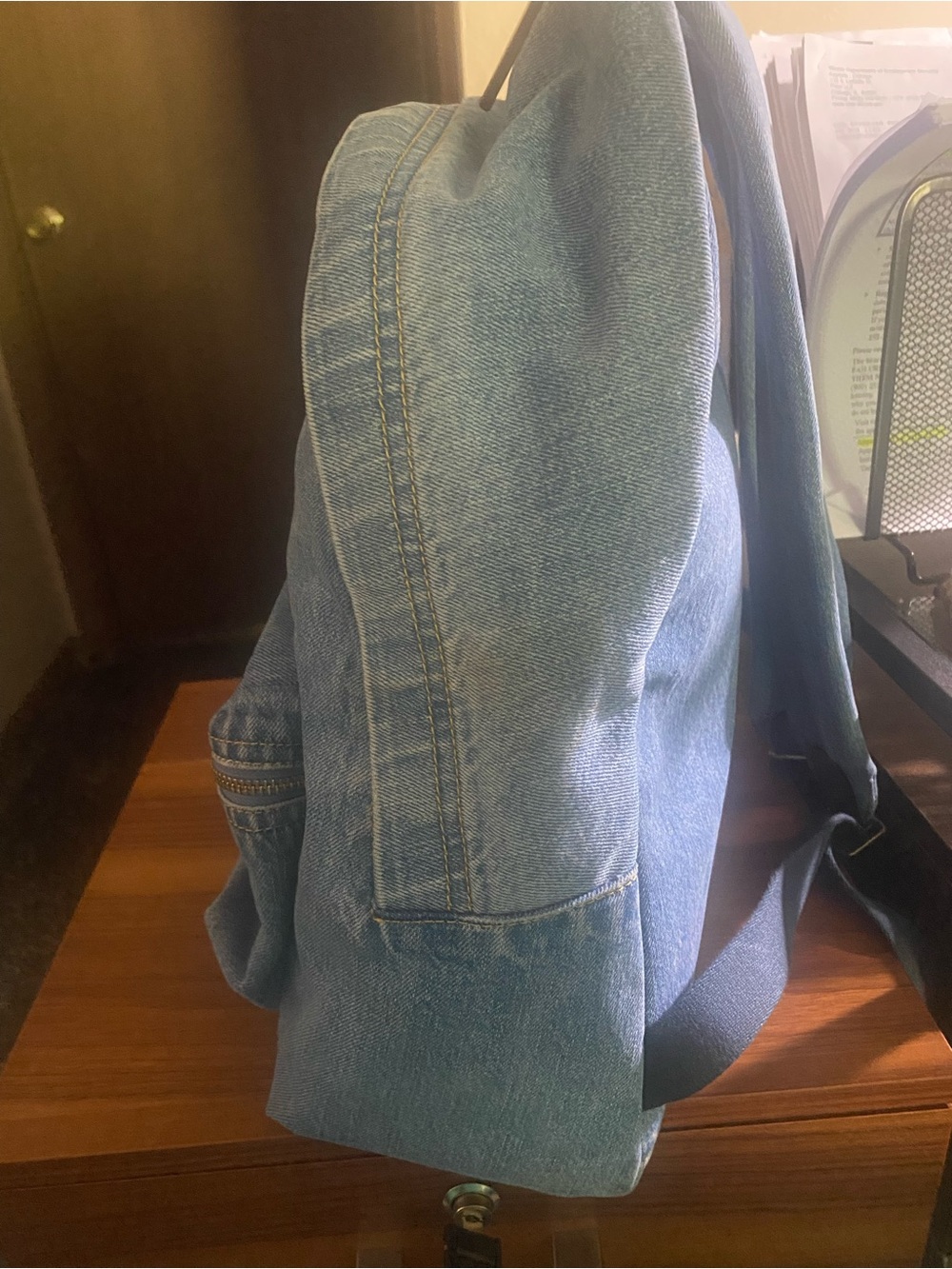 Coach Light Denim Blue Logo Backpack with Gold Accents - Picture 4 of 8